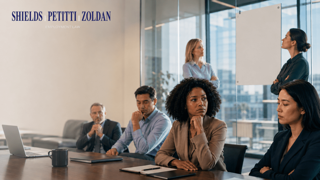 Modern corporate law firm meeting