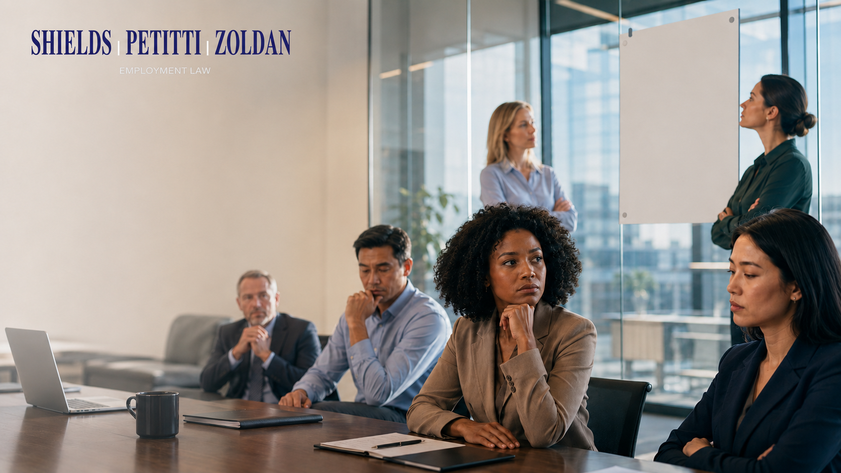 Modern corporate law firm meeting
